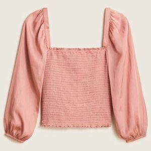 J. Crew Squareneck smocked featherweight satin cropped top